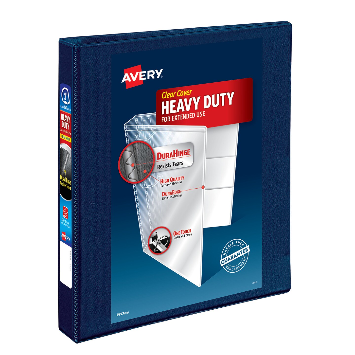 Avery Heavy-Duty View 3 Ring Binder, 1&#x22; One Touch EZD Rings, 1 Navy Blue Binder (79809)