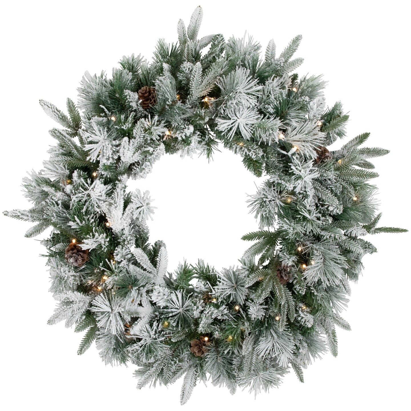 Northlight Real Touch&#x2122;&#xFE0F; Pre-Lit Flocked Rosemary Emerald Angel Pine Artificial Christmas Wreath - 30&#x22; - Clear LED Lights