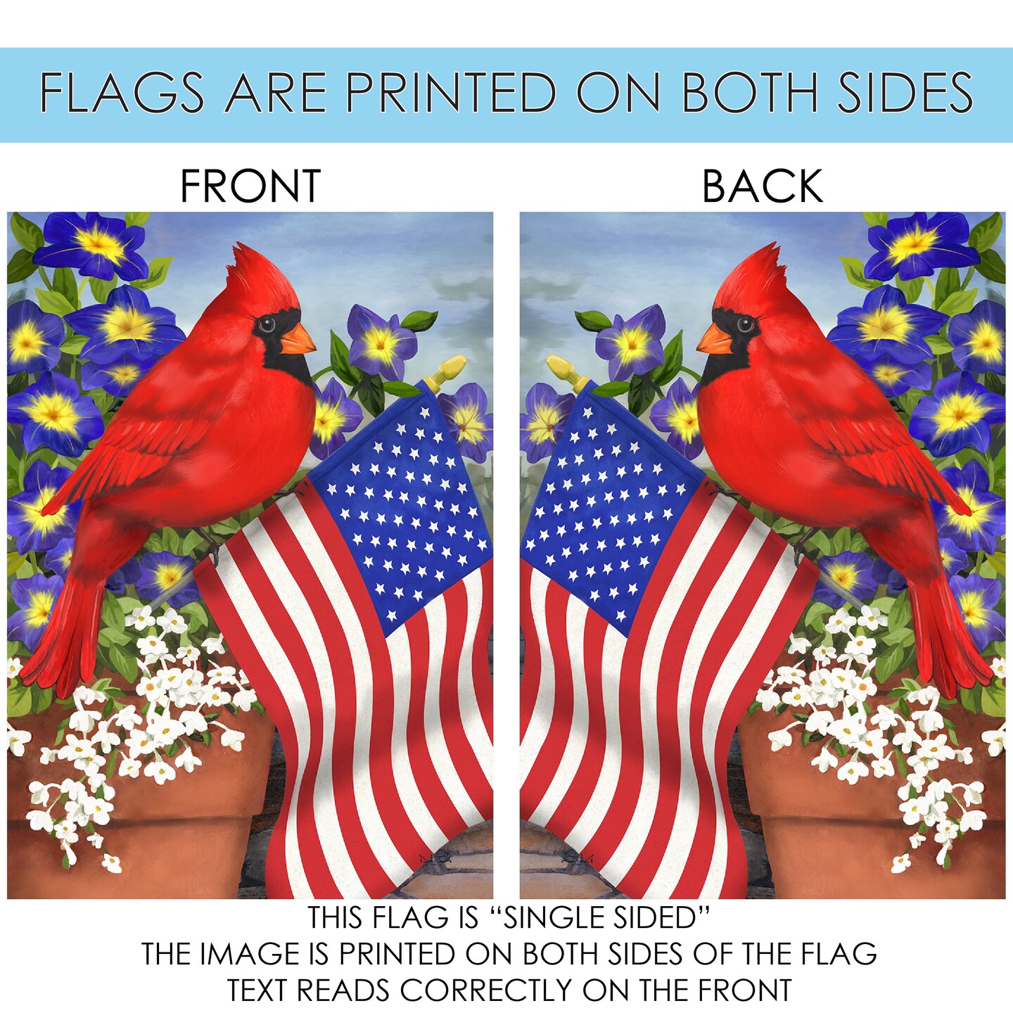American Cardinal Decorative Patriotic Flag