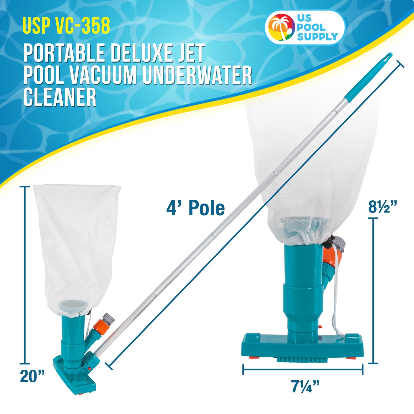 U.S. Pool Supply® Portable Deluxe Jet Pool Vacuum Underwater Cleaner