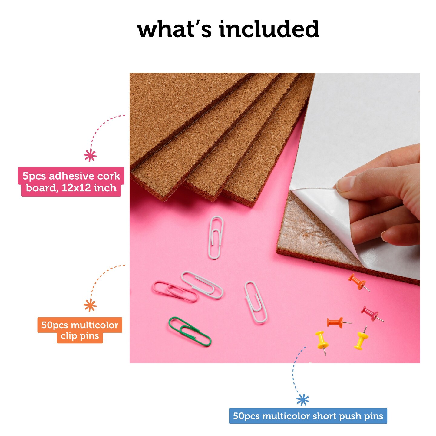 Incraftables Adhesive Cork Board Tiles (5pcs - 12 x 12 inch Squares). Thick  Frameless Cork Board for Wall, Office & Home. Best Large Cork Squares Self Adhesive  Sheets with Clips Pins 