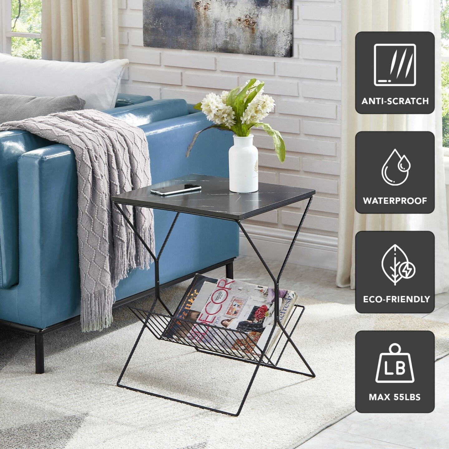Bria End Table With Magazine Holder