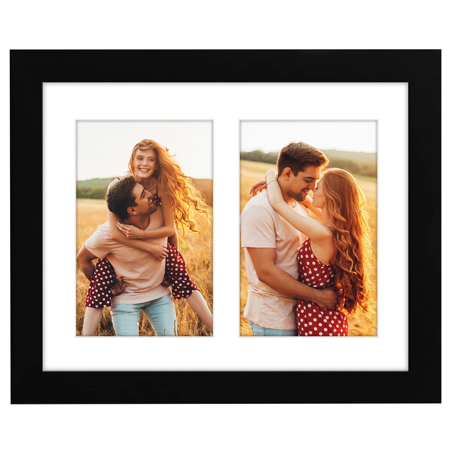 Americanflat 8x10 Double Picture Frame - Displays Two 4x6 Photos or Artwork - Shatter Resistant Glass - Adjustable Hardware for Horizontal or Verticle Display - Includes Easel