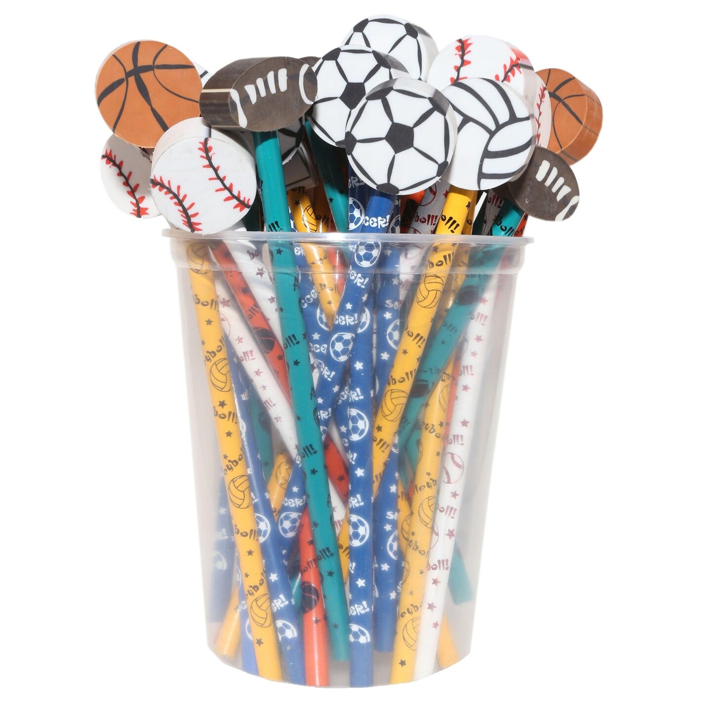 Pencil &#x26; Eraser Topper Write-Ons, Sports, Pack of 36