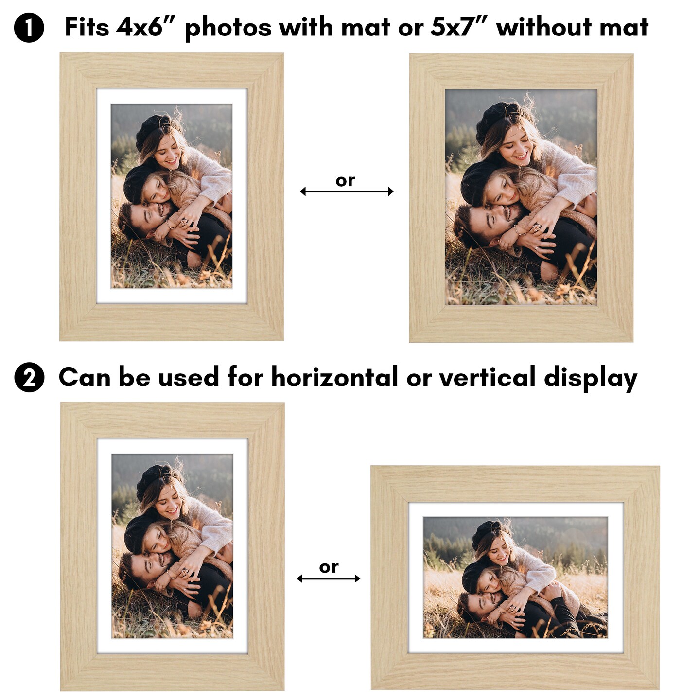 Americanflat Picture Frame with Wide Molding with Mat - Modern Wide Picture Frame - Plexiglass Cover - Hanging Hardware - Includes Easel