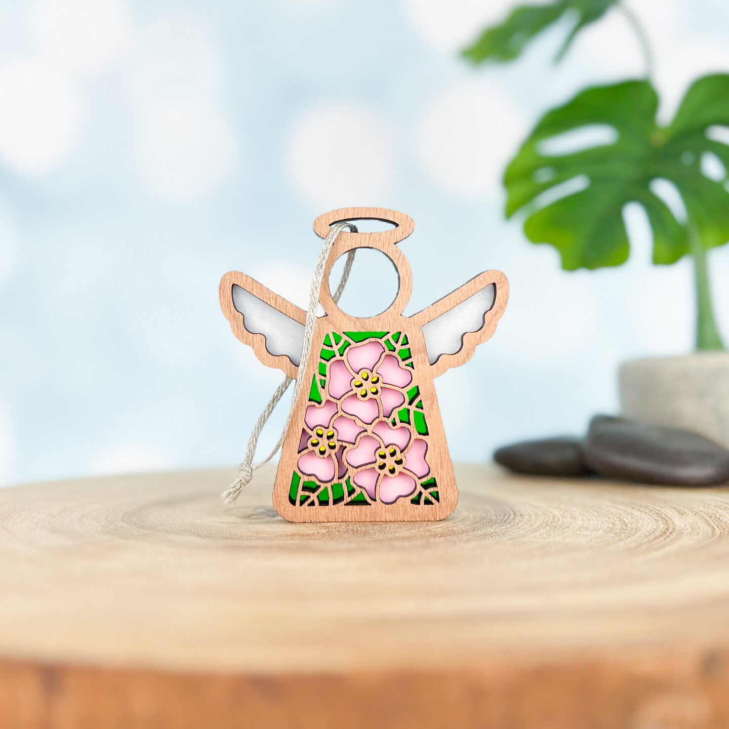 3.5&#x22; (H) Pink Evening Primrose Ornament - Handcrafted in Texas - Mother&#x27;s Angels&#xAE; Figurine - Mother&#x27;s Day Gifts