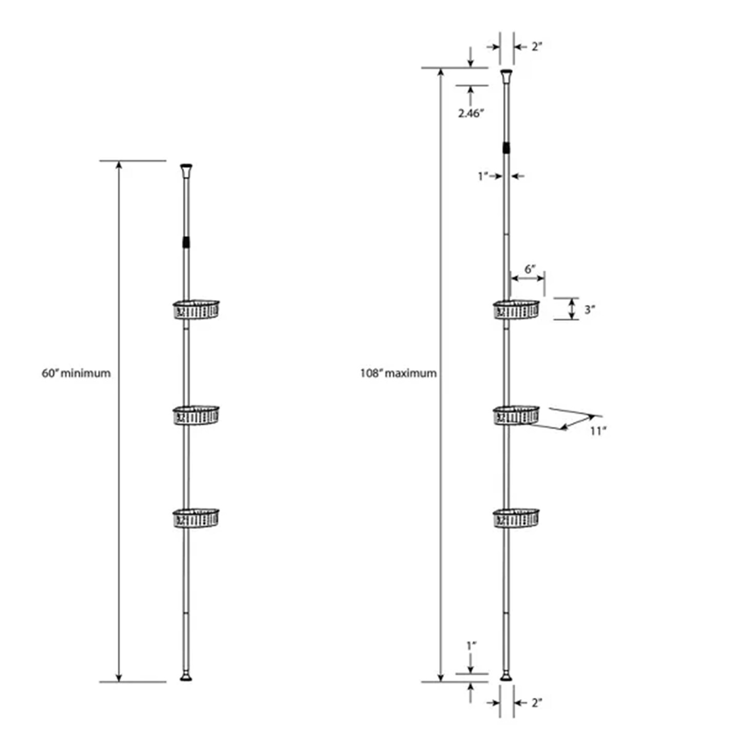 Steel Corner Tension Pole Caddy