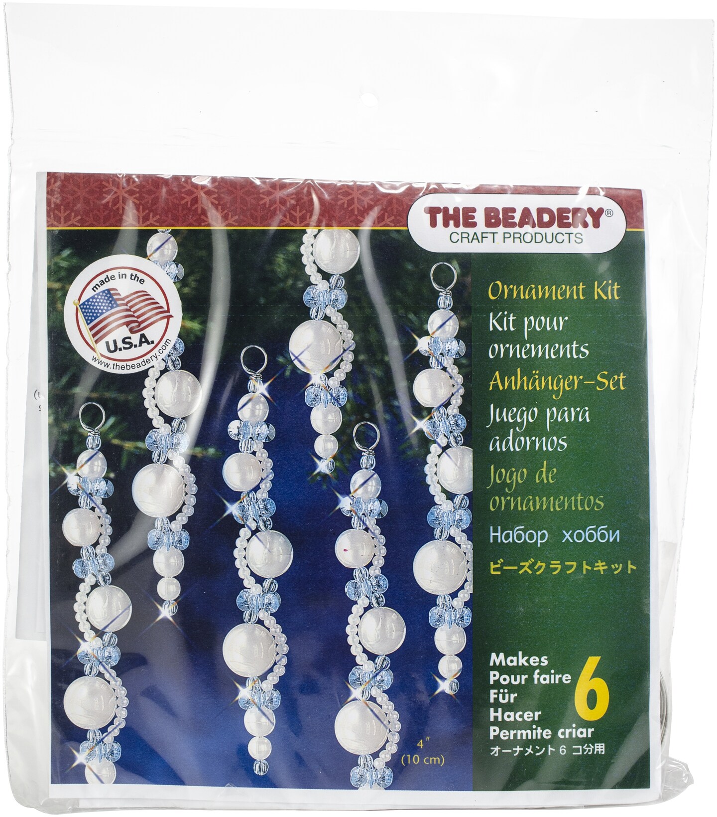 The Beadery Holiday Beaded Ornament Kit-Pearl Icicles Makes 6
