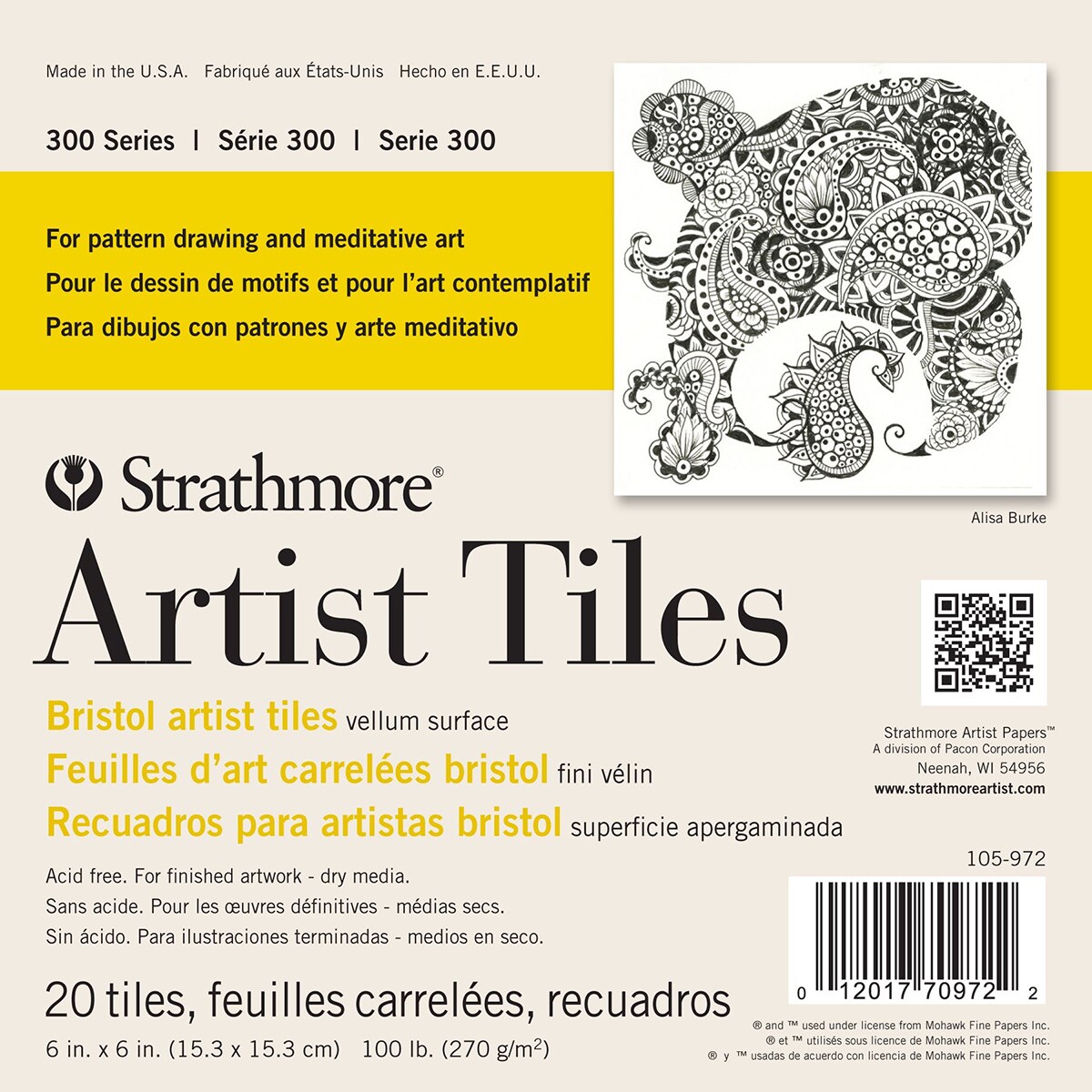 Strathmore Artist Tiles 6&#x22;X6&#x22; 20/Pkg-Bristol Vellum