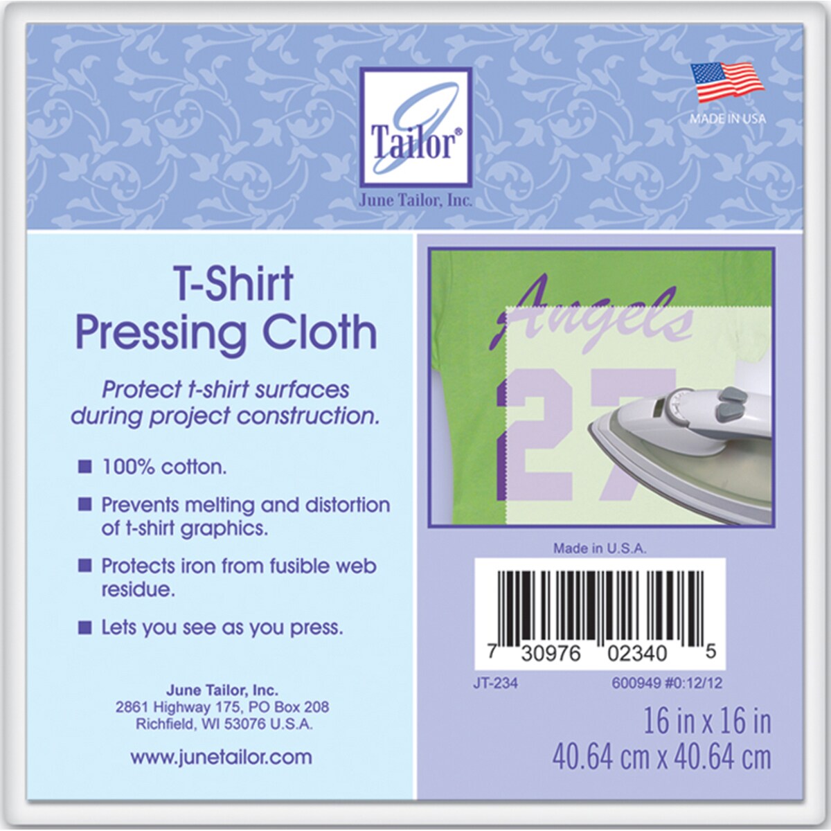 June Tailor T-Shirt Pressing Cloth-16&#x22;X16&#x22;