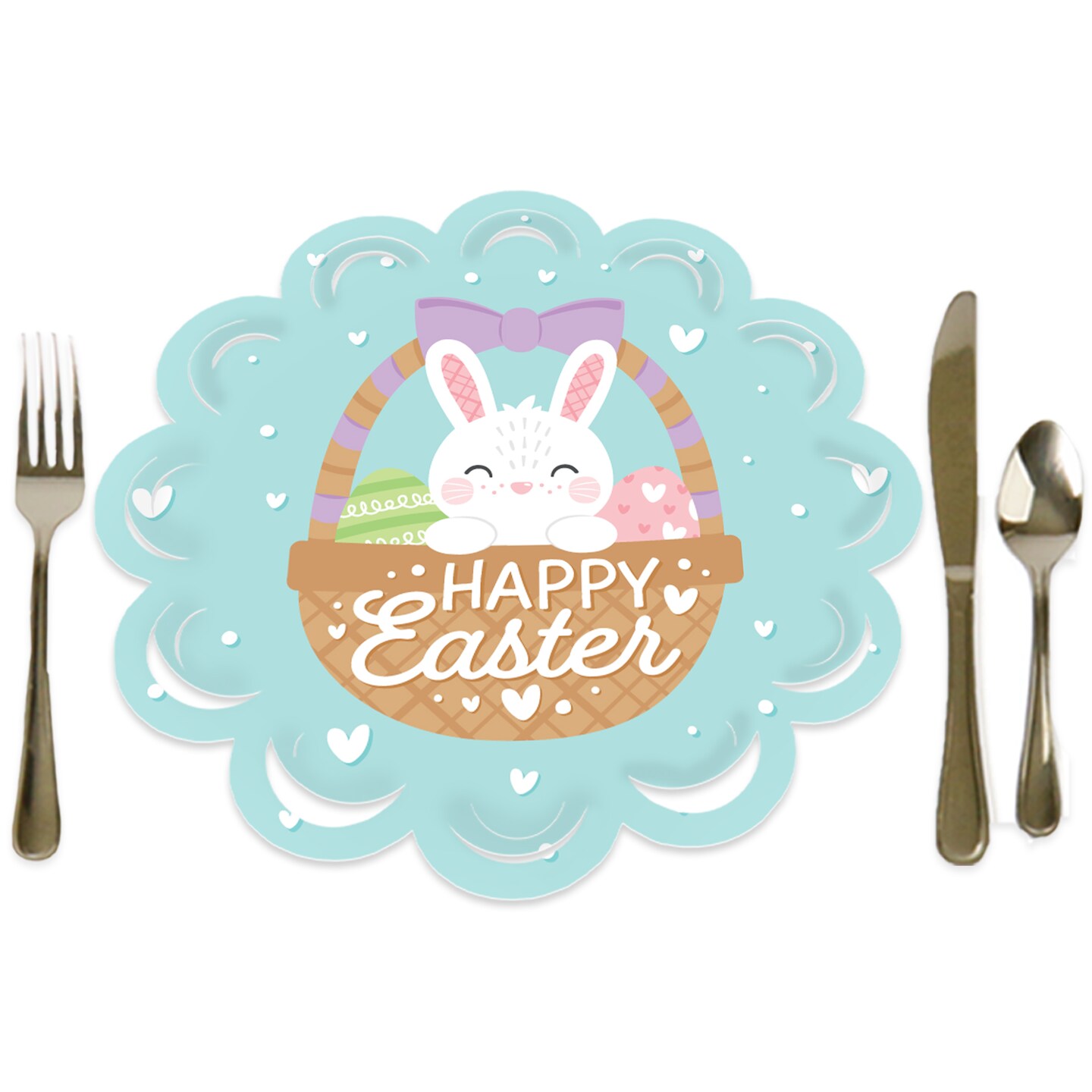 Big Dot of Happiness Spring Easter Bunny - Happy Easter Party Round Table Decorations - Paper Chargers - Place Setting For 12