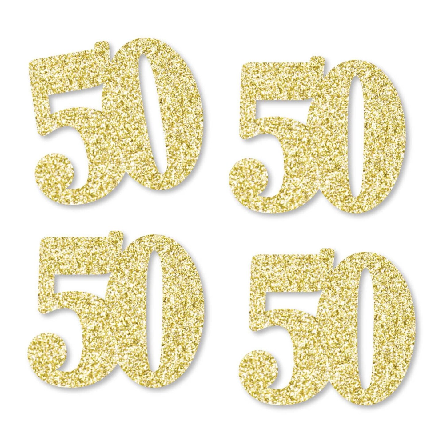 Big Dot of Happiness Gold Glitter 50 - No-Mess Real Gold Glitter Cut-Out Numbers - 50th Birthday Party Confetti - Set of 24