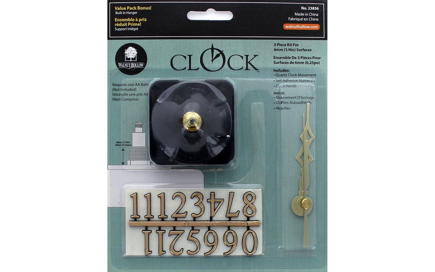 Walnut Hollow Clock Kit 1/4