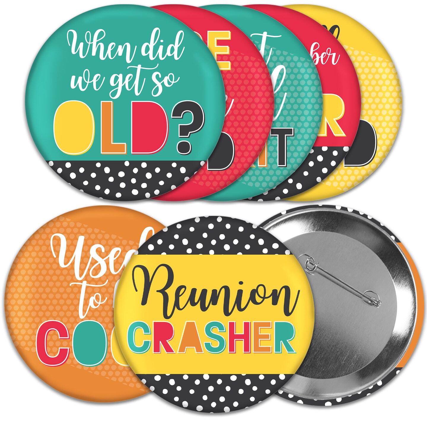 Big Dot of Happiness Class Reunion - 3 inch School Reunion Party Badge - Pinback Buttons - Set of 8