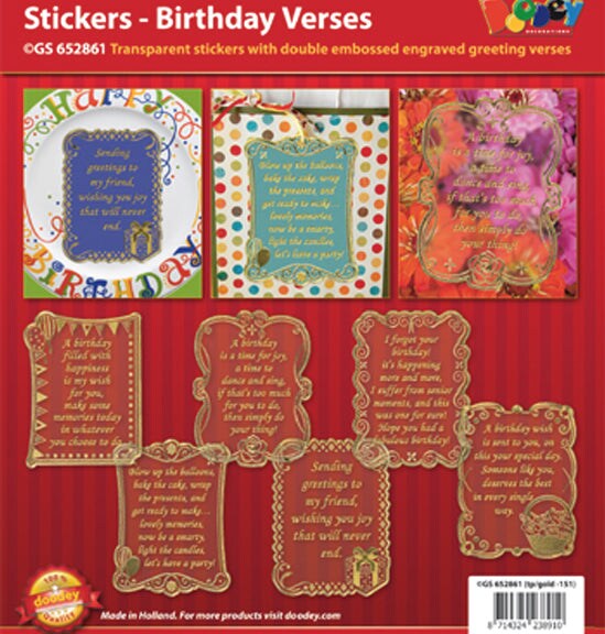 Doodey Birthday Poems &#x26; Verses - Gold/Silver - Transparent Silver