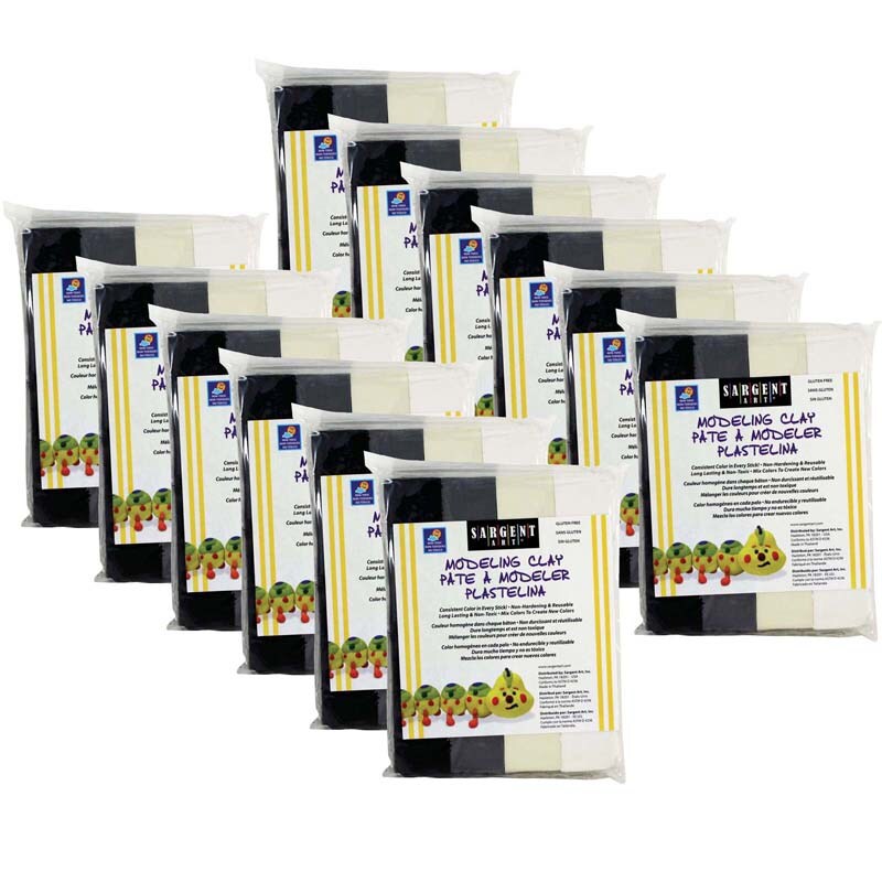 Non-Hardening Modeling Clay, 1Lb Per Pack, Natural Colors, 12 Packs