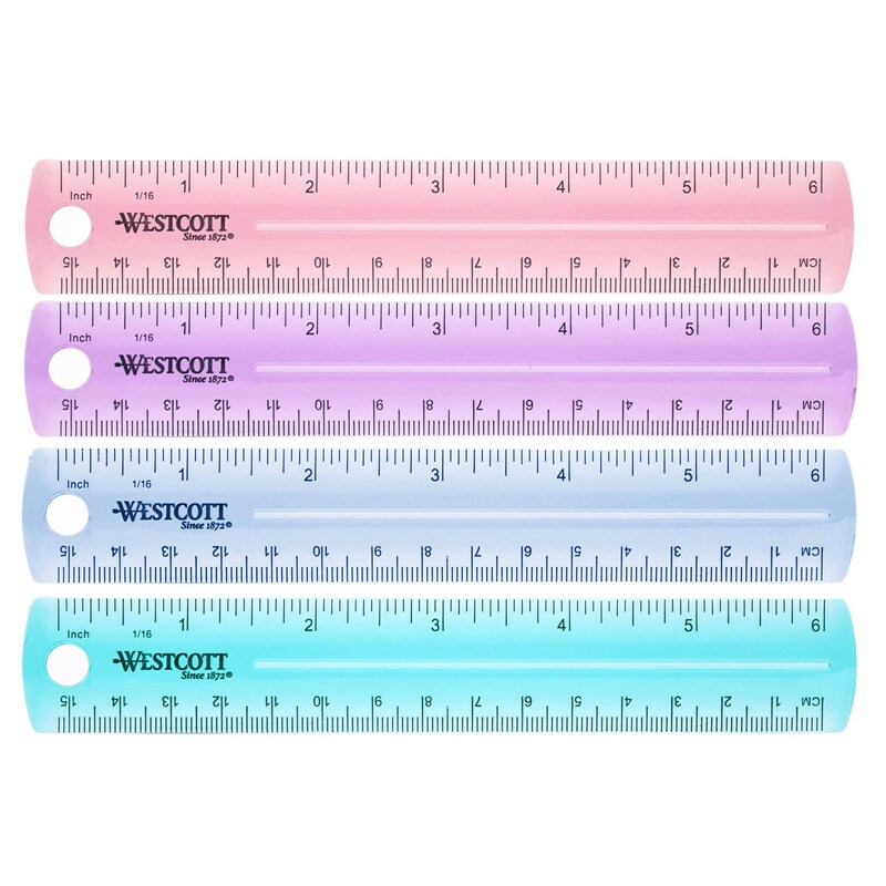6&#x22; Plastic Ruler, Assorted Colors (No Color Choice)