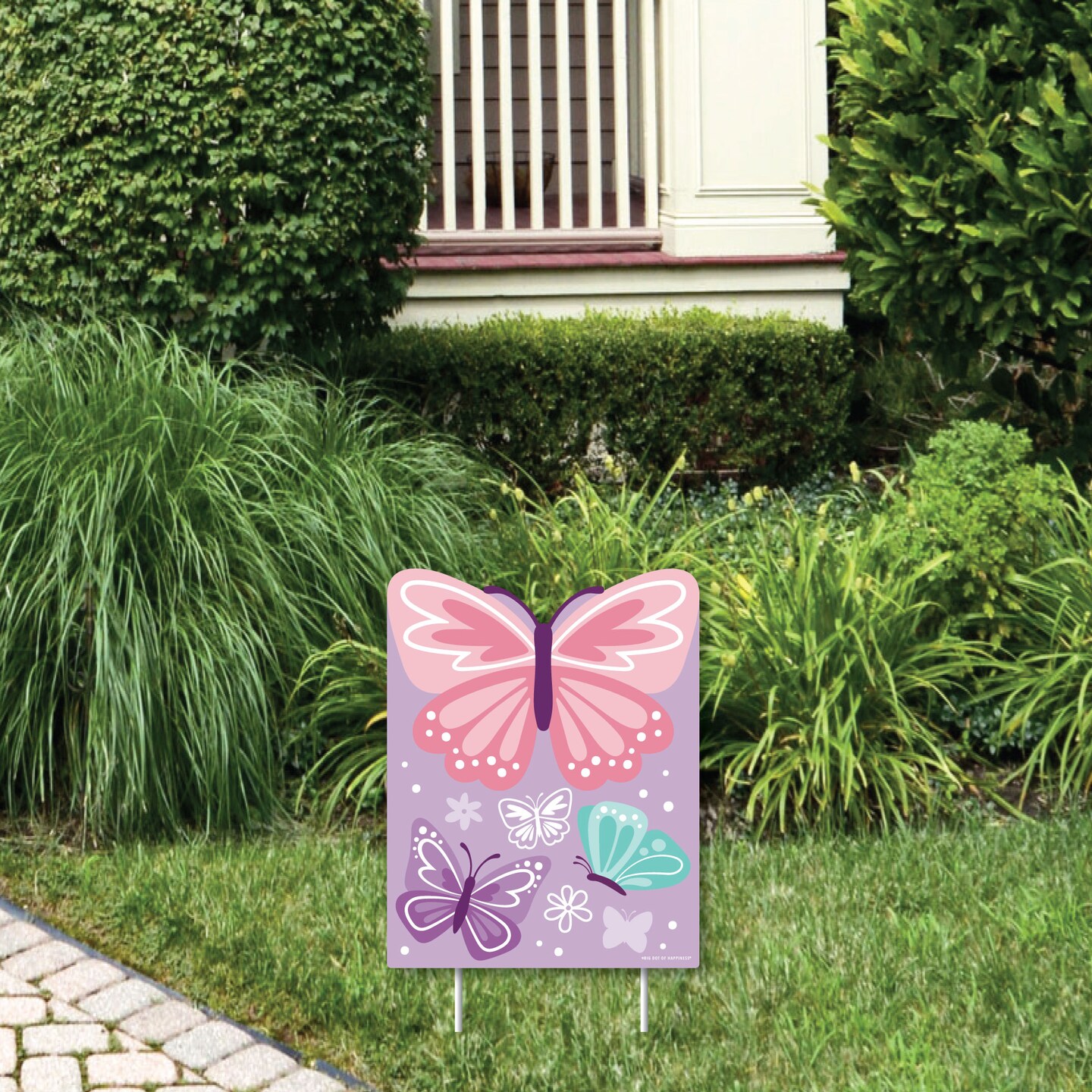Big Dot of Happiness Beautiful Butterfly Outdoor Lawn Sign Floral