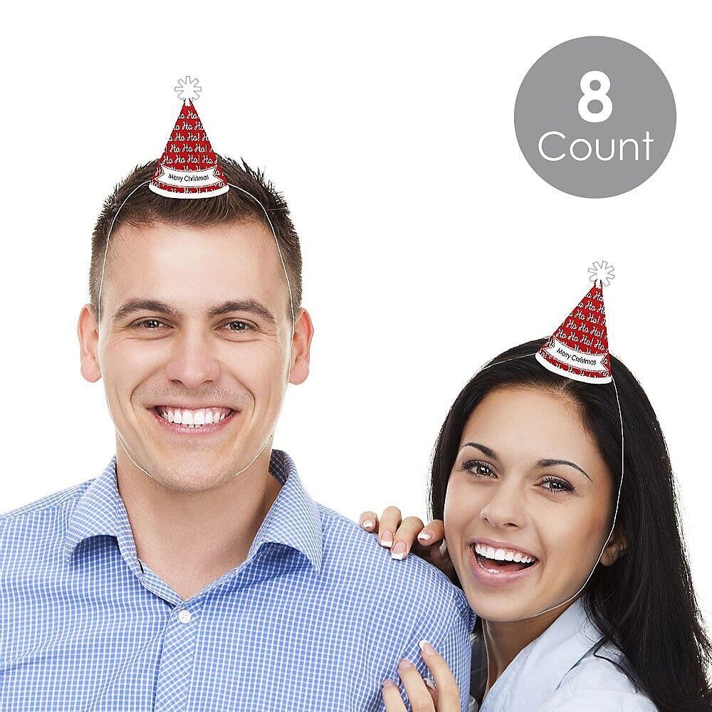 Big Dot of Happiness Jolly Santa Claus - Mini Cone Merry Christmas Party Hats - Small Little Party Hats - Set of 8