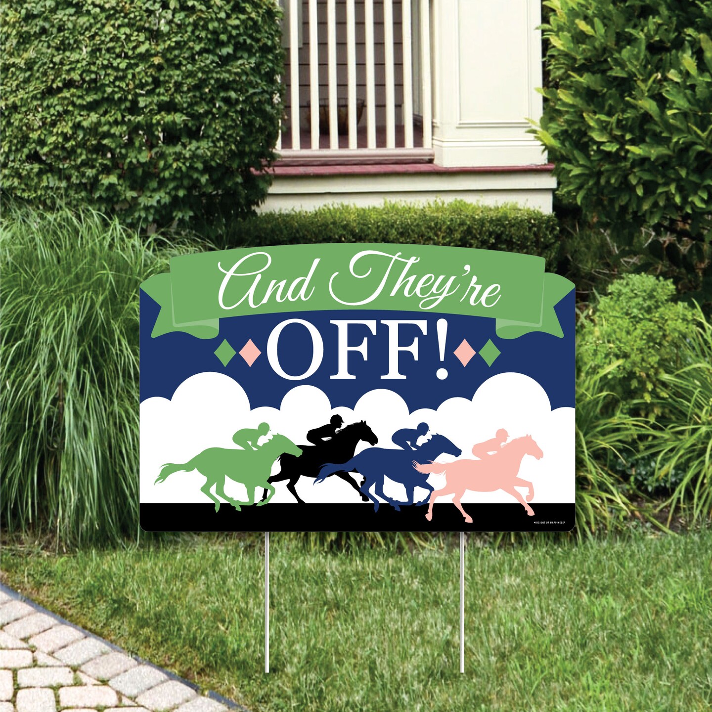 Big Dot of Happiness Kentucky Horse Derby - Horse Race Party Yard Sign Lawn Decorations - And They&#x27;re Off Party Yardy Sign