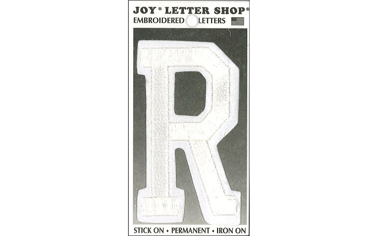 Joy Applique Letter Iron On Varsity 3&#x22; White R