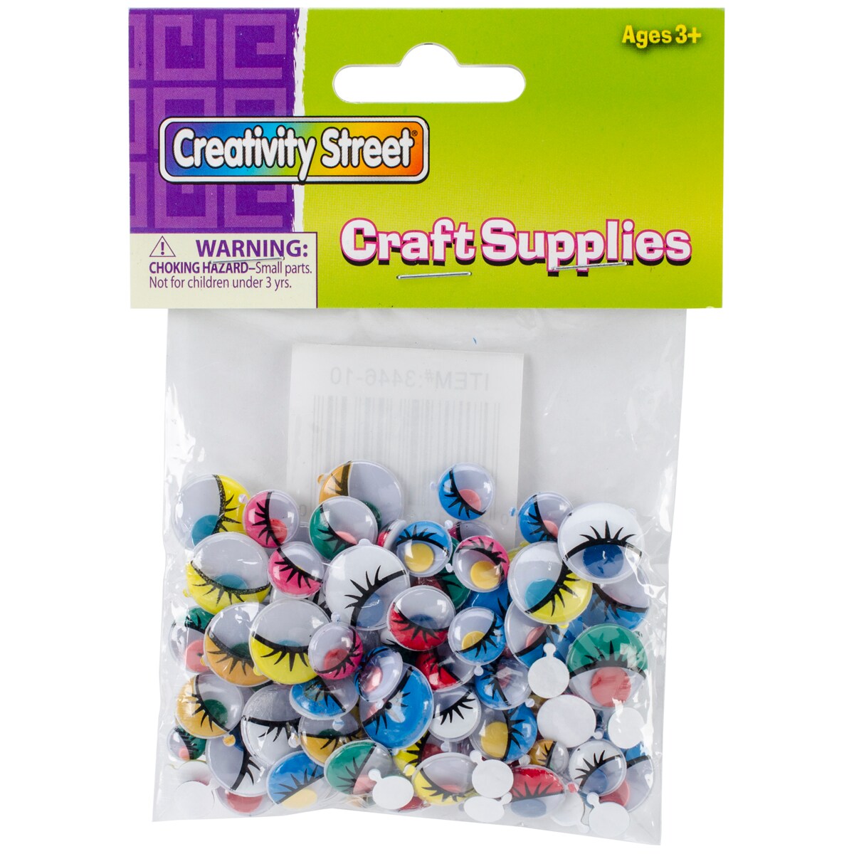 Creativity Street Peel & Stick Wiggle Eyes Assortment 100/Pk-Painted