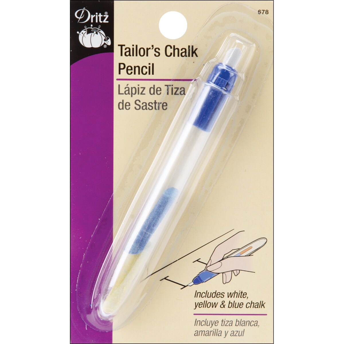 Dritz Tailor&#x27;s Chalk Pencil-Blue, Yellow &#x26; White Chalk