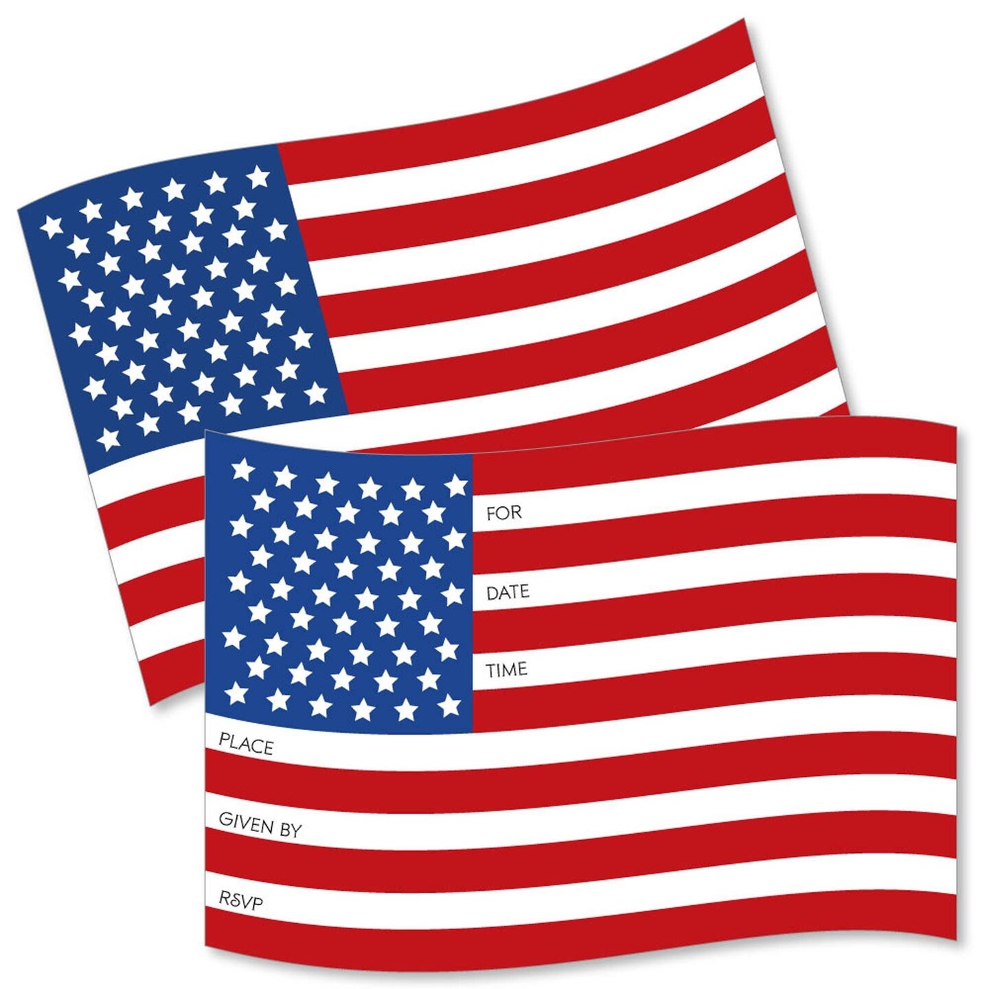 Big Dot of Happiness 4th of July - Shaped Fill-in Invitations - Patriotic Party Invitation Cards with Envelopes - Set of 12