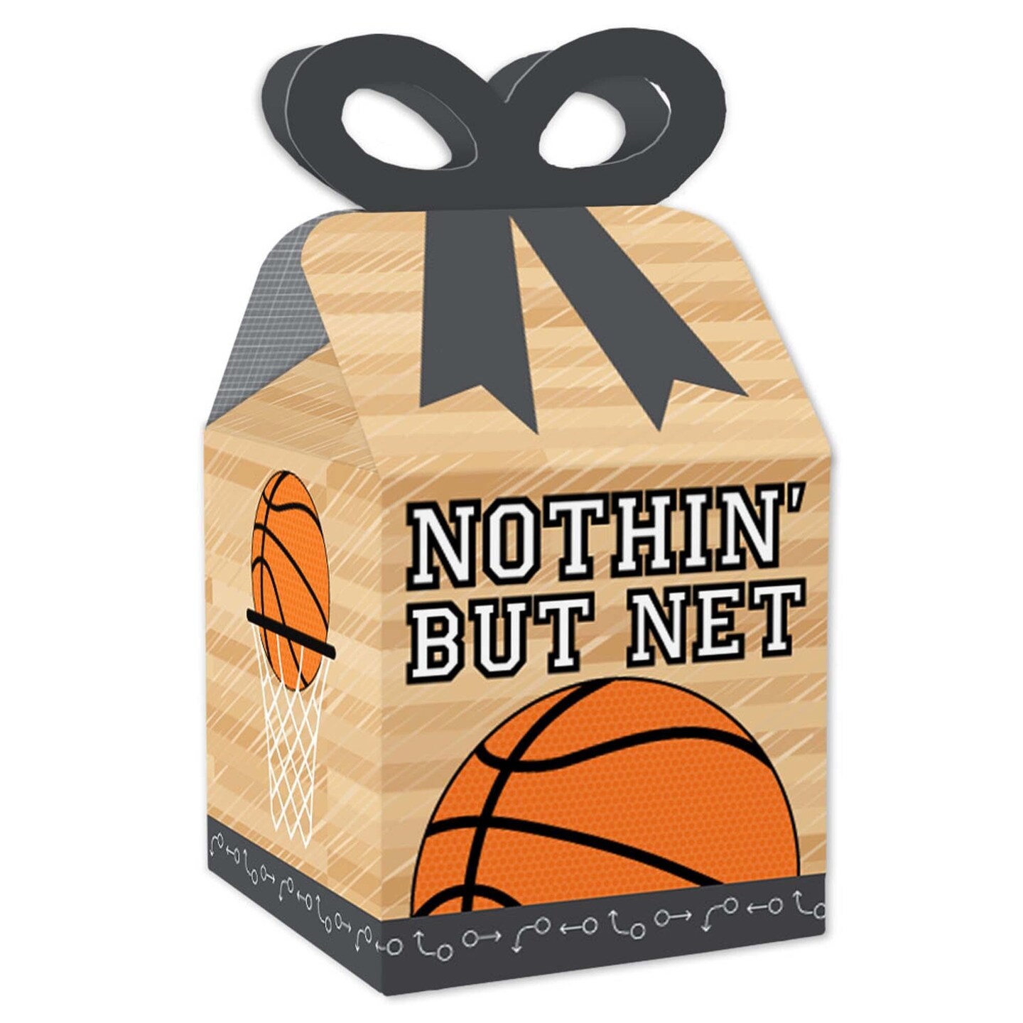 Big Dot of Happiness Nothin&#x27; but Net - Basketball - Square Favor Gift Boxes - Baby Shower or Birthday Party Bow Boxes - Set of 12