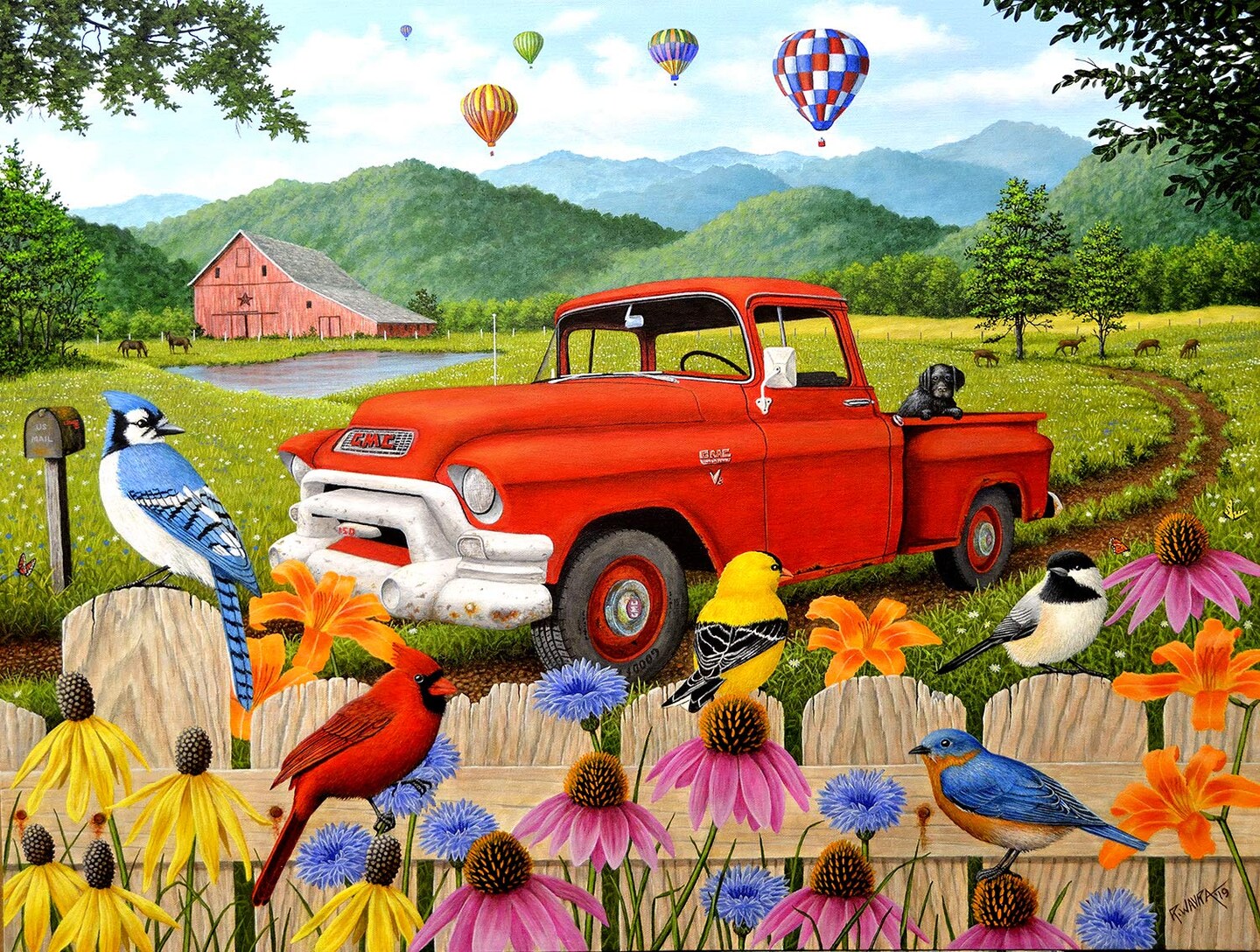 Sunsout The Red Truck 500 pc   Jigsaw Puzzle 51304