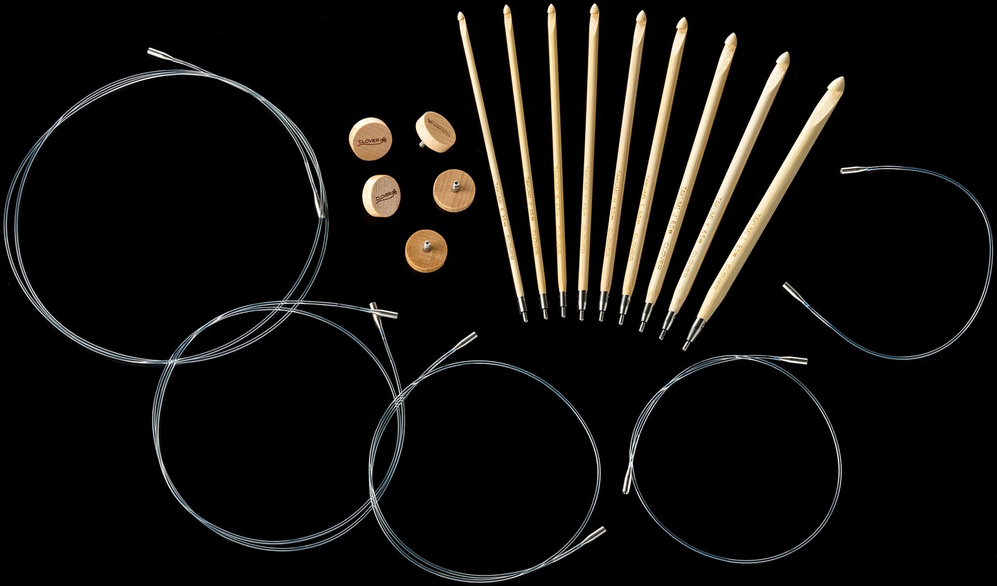 Clover Bamboo Interchangeable Tunisian Crochet Hook Set-Takumi