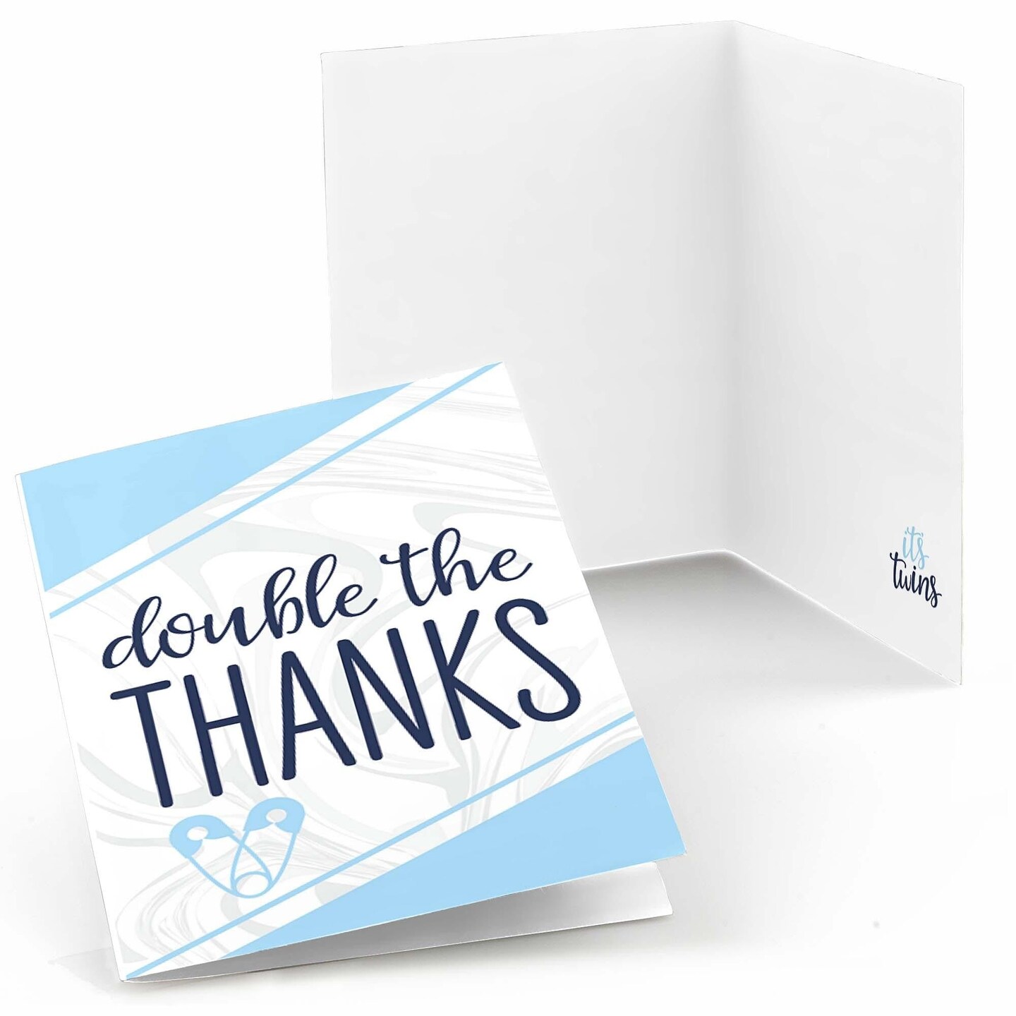 Big Dot of Happiness It&#x27;s Twin Boys&#xA0; - Blue Twins Baby Shower Thank You Cards (8 count)
