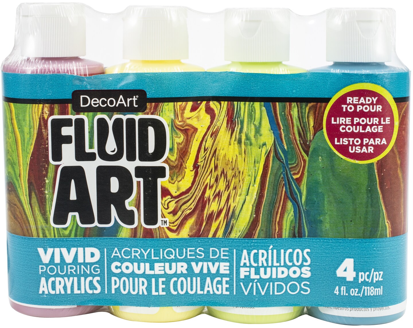 DecoArt FluidArt Paint Pouring Value Pack 4/Pkg-Tropical