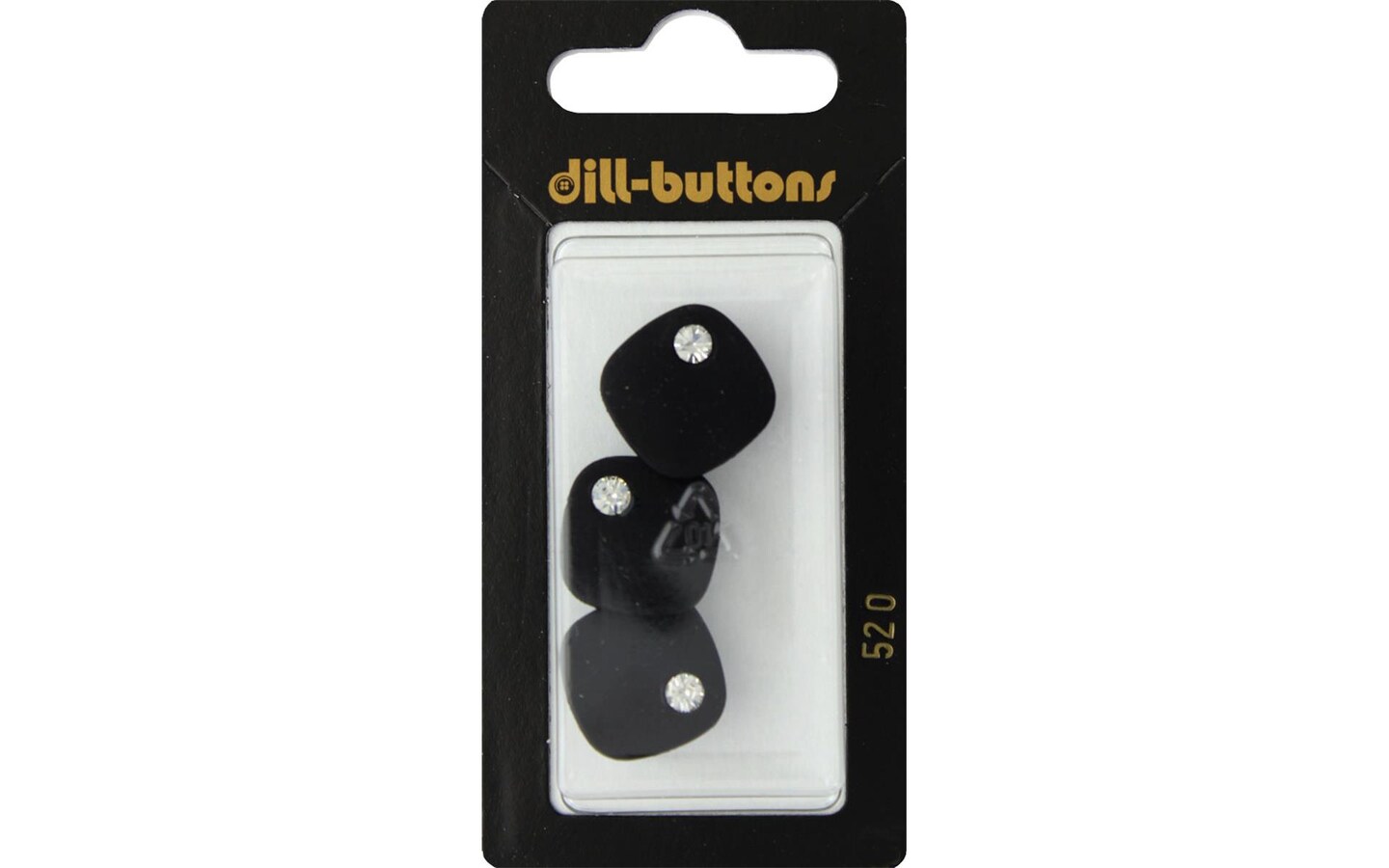 Dill Buttons 18mm 3pc Shank Black Square W/Gem
