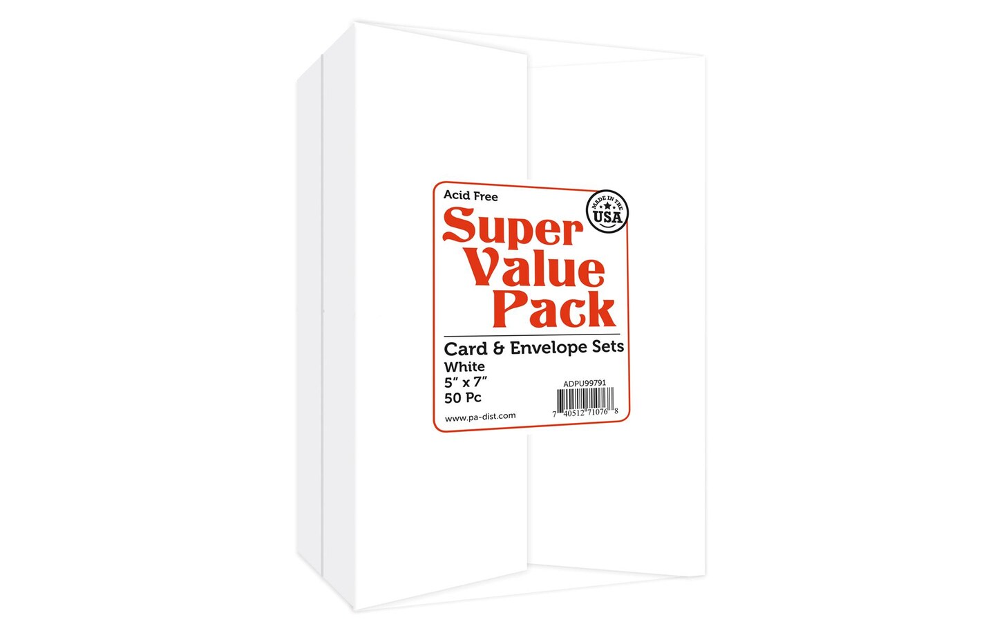 Super Value Card & Env Pack 5x7 50pc White