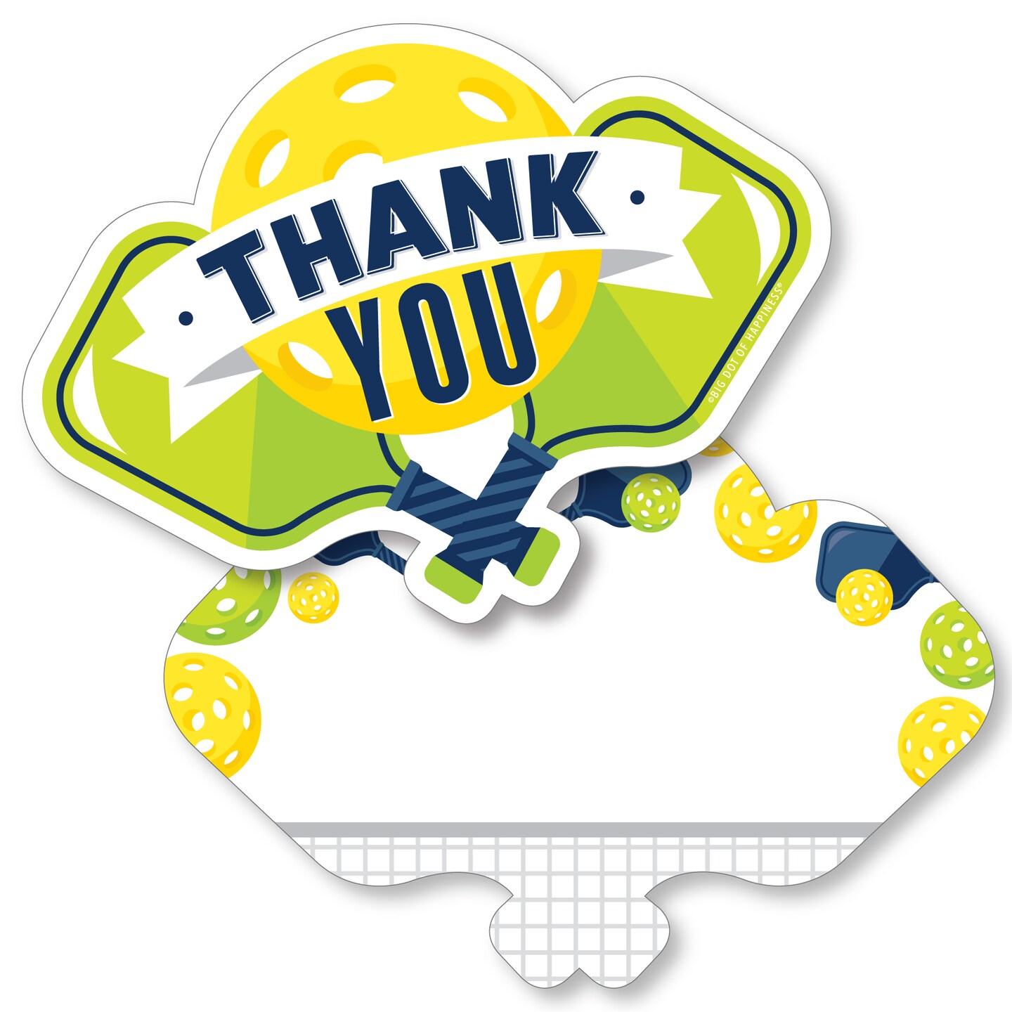 Big Dot of Happiness Let’s Rally - Pickleball - Shaped Thank You Cards - Birthday or Retirement Party Thank You Note Cards with Envelopes - Set of 12