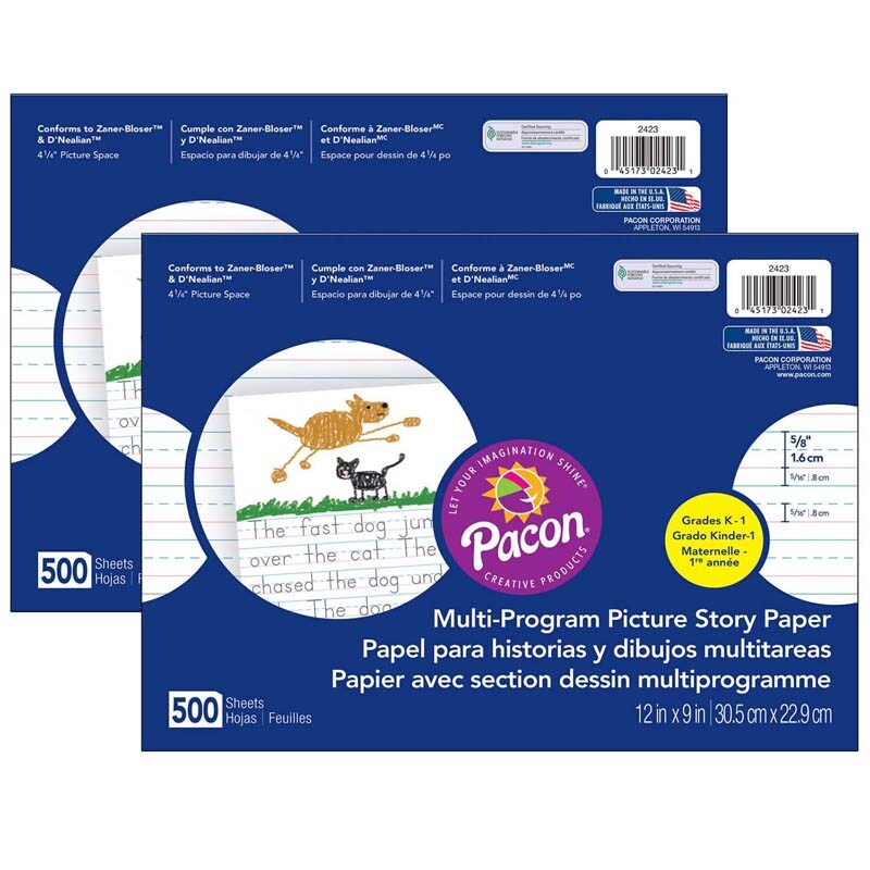Multi Program Picture Story Paper 5 8 Ruled White 12 X 9 500