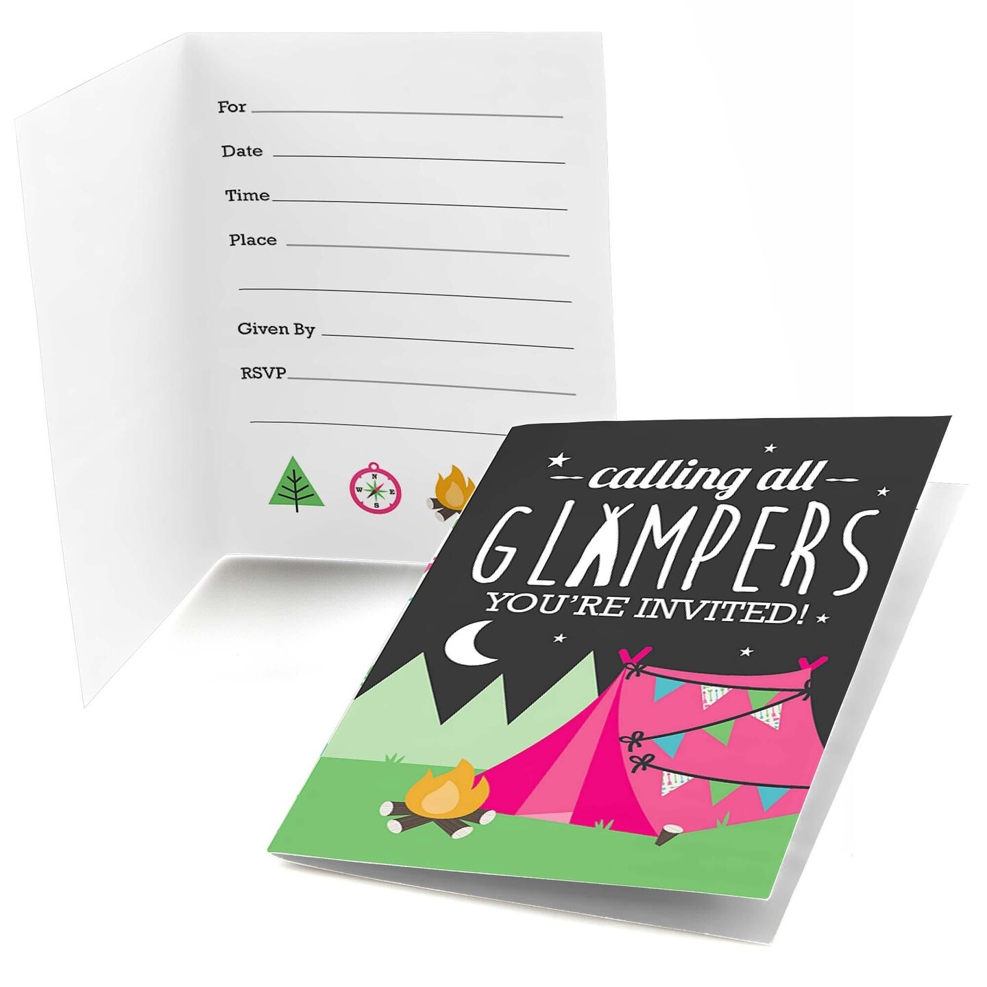 Big Dot of Happiness Let&#x27;s Go Glamping - Fill In Camp Glamp Party or Birthday Party Invitations (8 count)