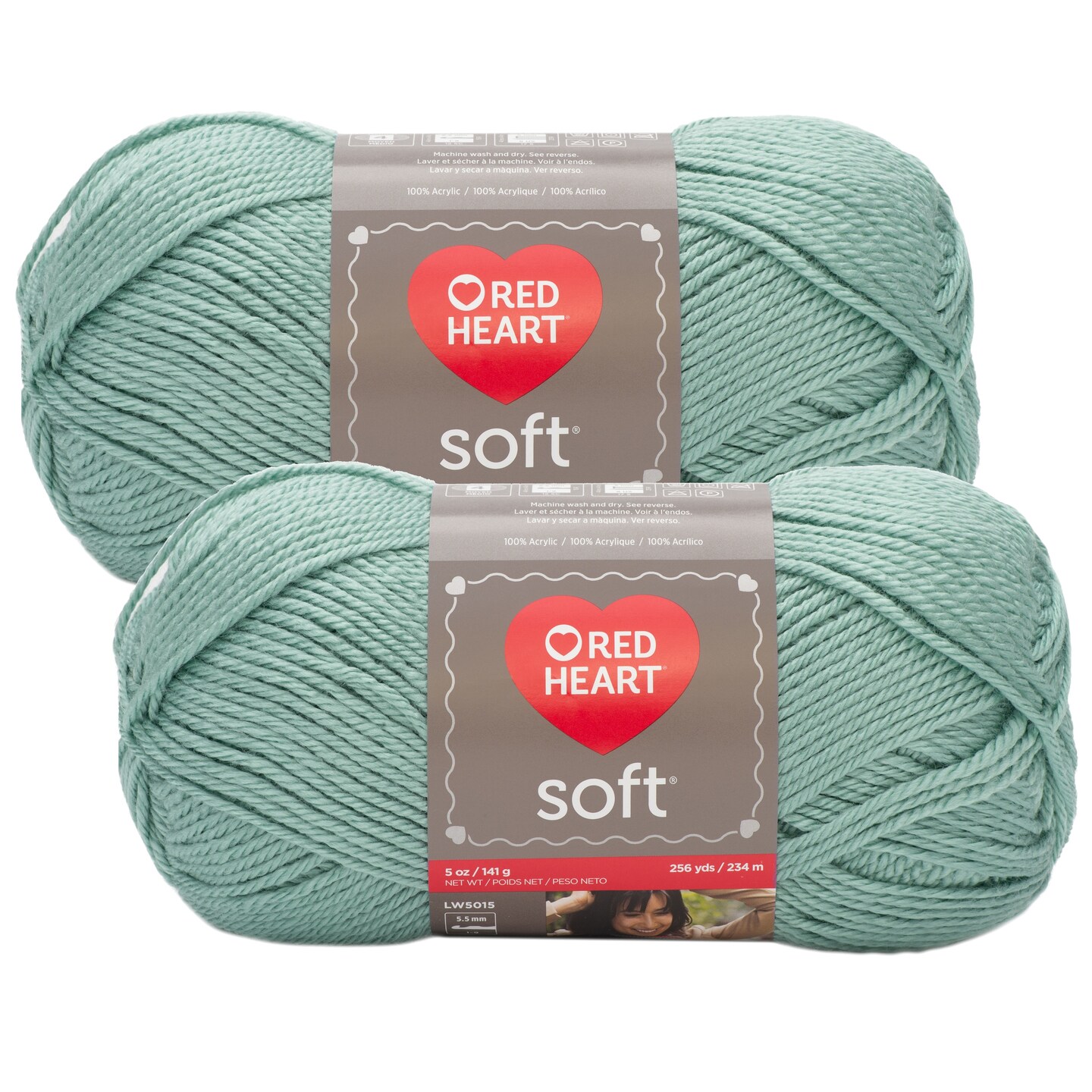 (Pack of 2) Red Heart Soft Yarn-Seafoam