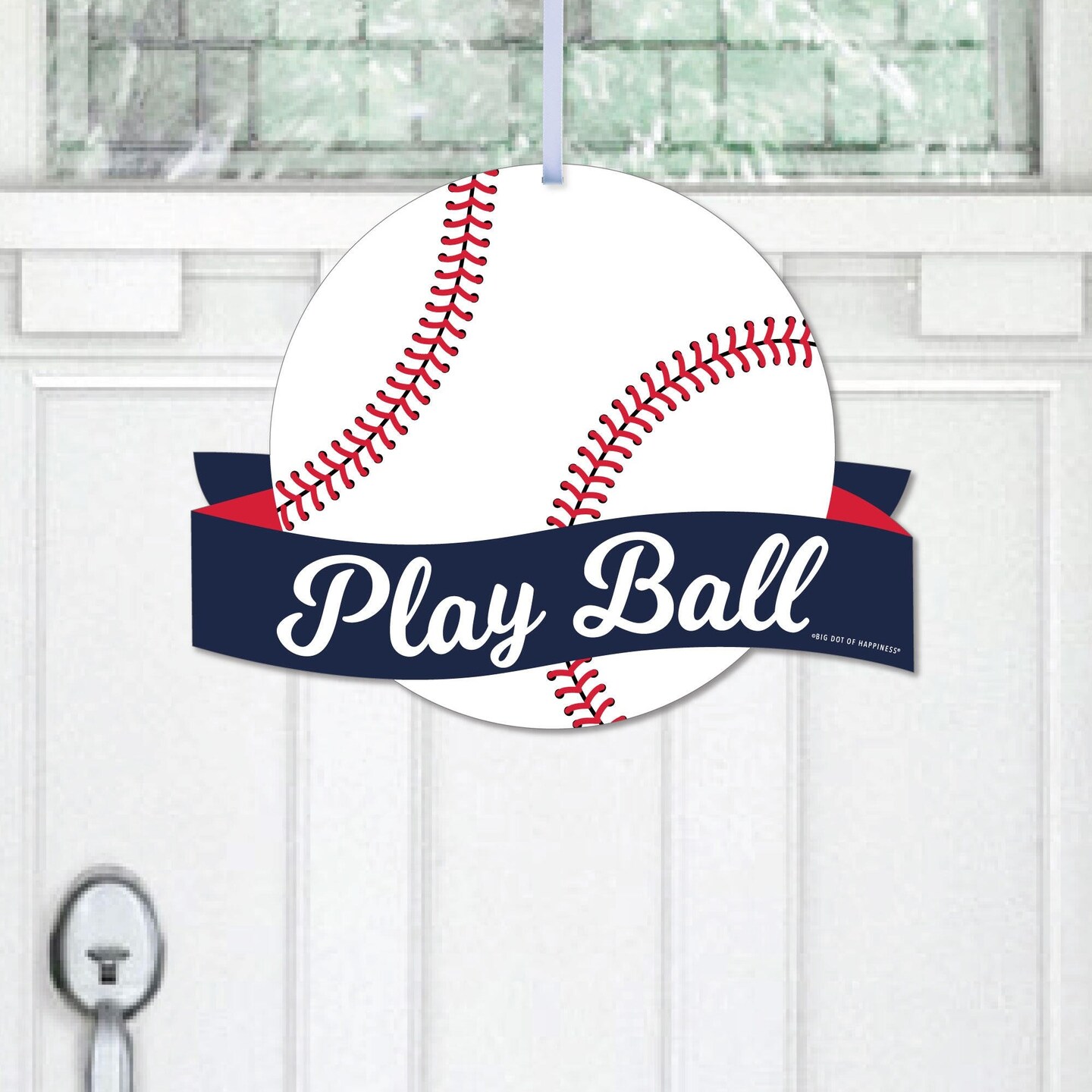 Big Dot of Happiness Batter Up - Baseball - Hanging Porch Baby Shower or Birthday Party Outdoor Decorations - Front Door Decor - 1 Piece Sign