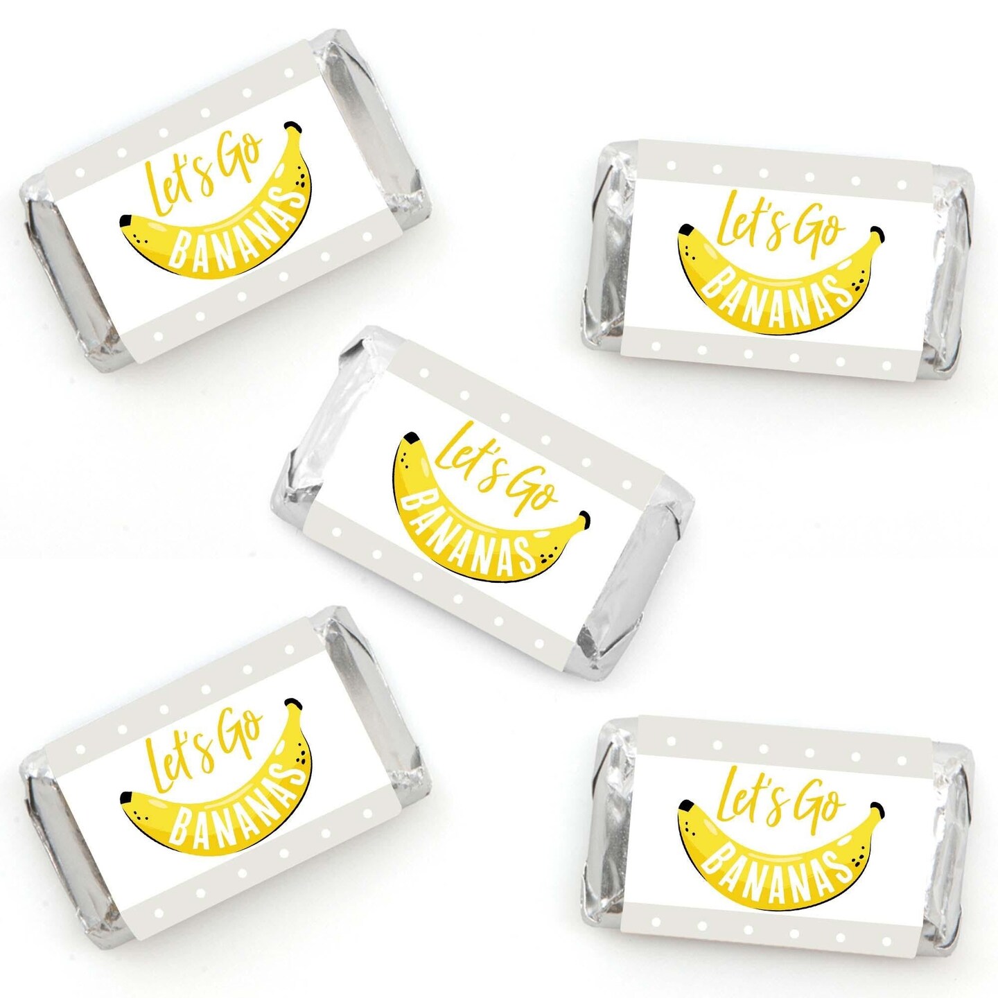 Big Dot of Happiness Let’s Go Bananas - Mini Candy Bar Wrapper Stickers - Tropical Party Small Favors - 40 Count