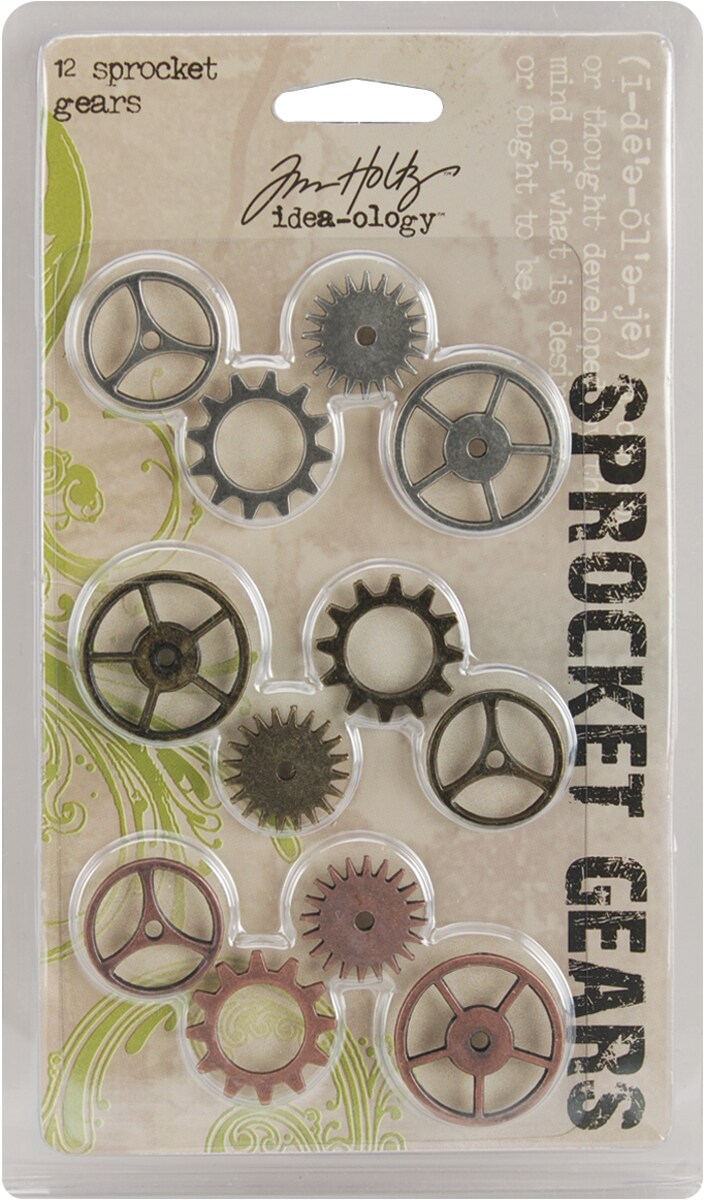Idea-Ology Metal Sprocket Gears .75&#x22; To 1&#x22; 12/Pkg-Antique Nickel, Brass &#x26; Copper
