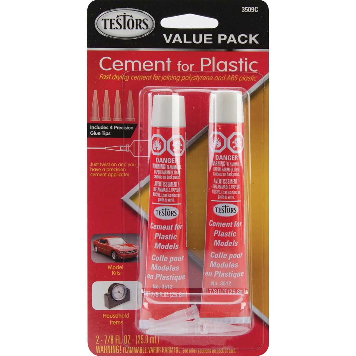 Testors Cement For Plastic Value Pack .875oz 2/Pkg