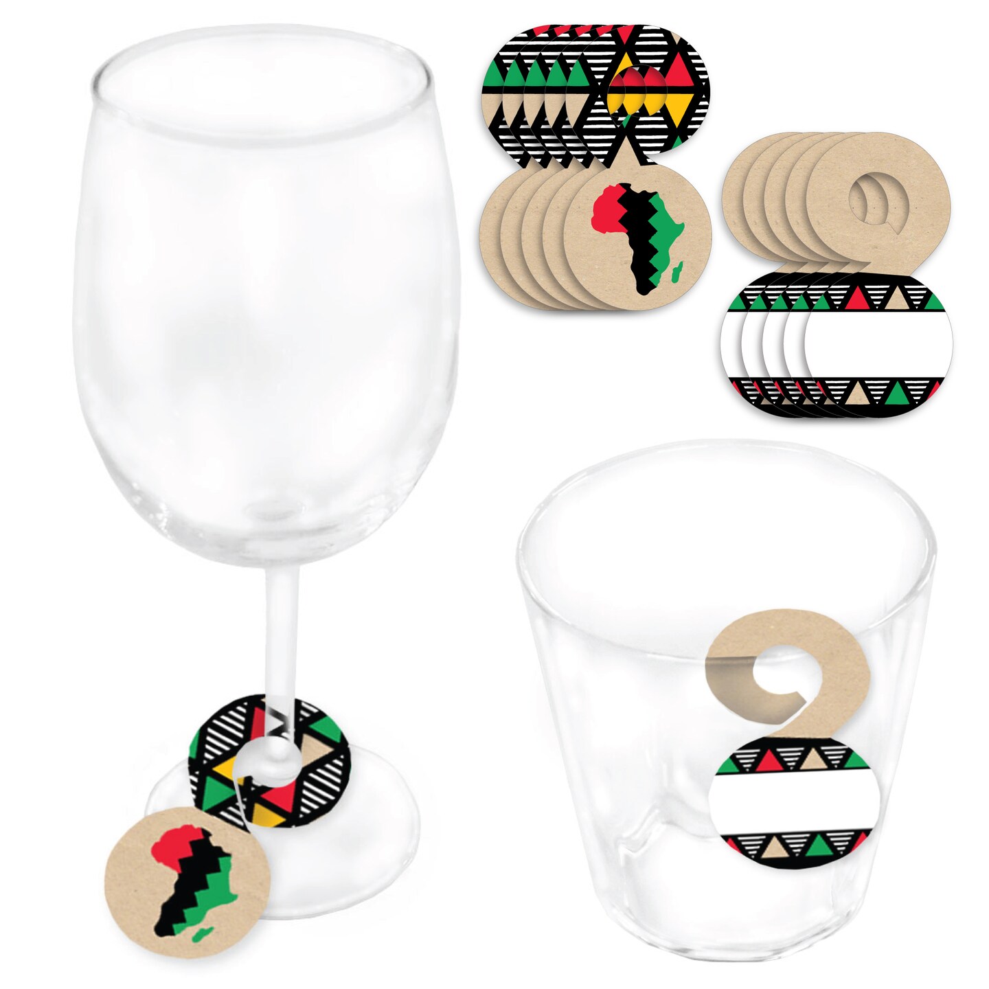 Big Dot of Happiness Happy Kwanzaa - Heritage Holiday Party Paper Beverage Markers for Glasses - Drink Tags - Set of 24