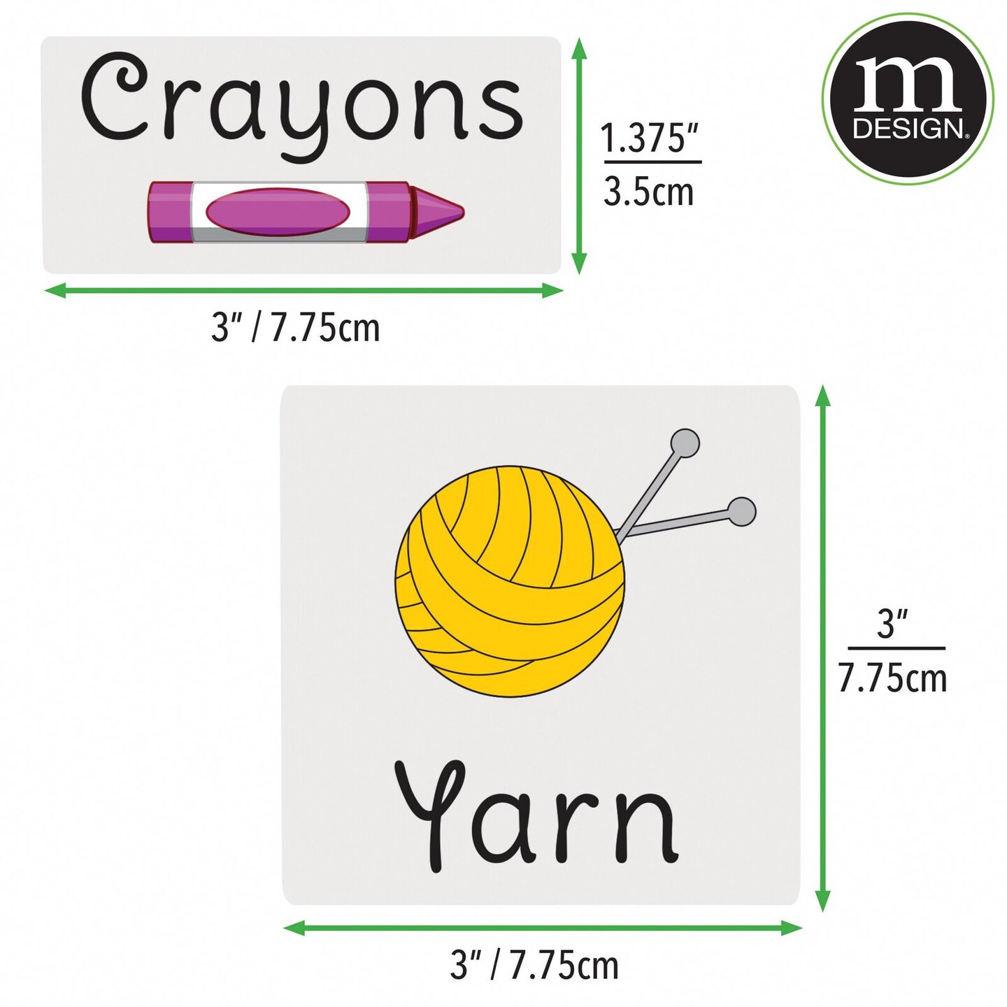 mDesign Labels for Craft Room Storage and Organizing, Includes 24 Labels - Black