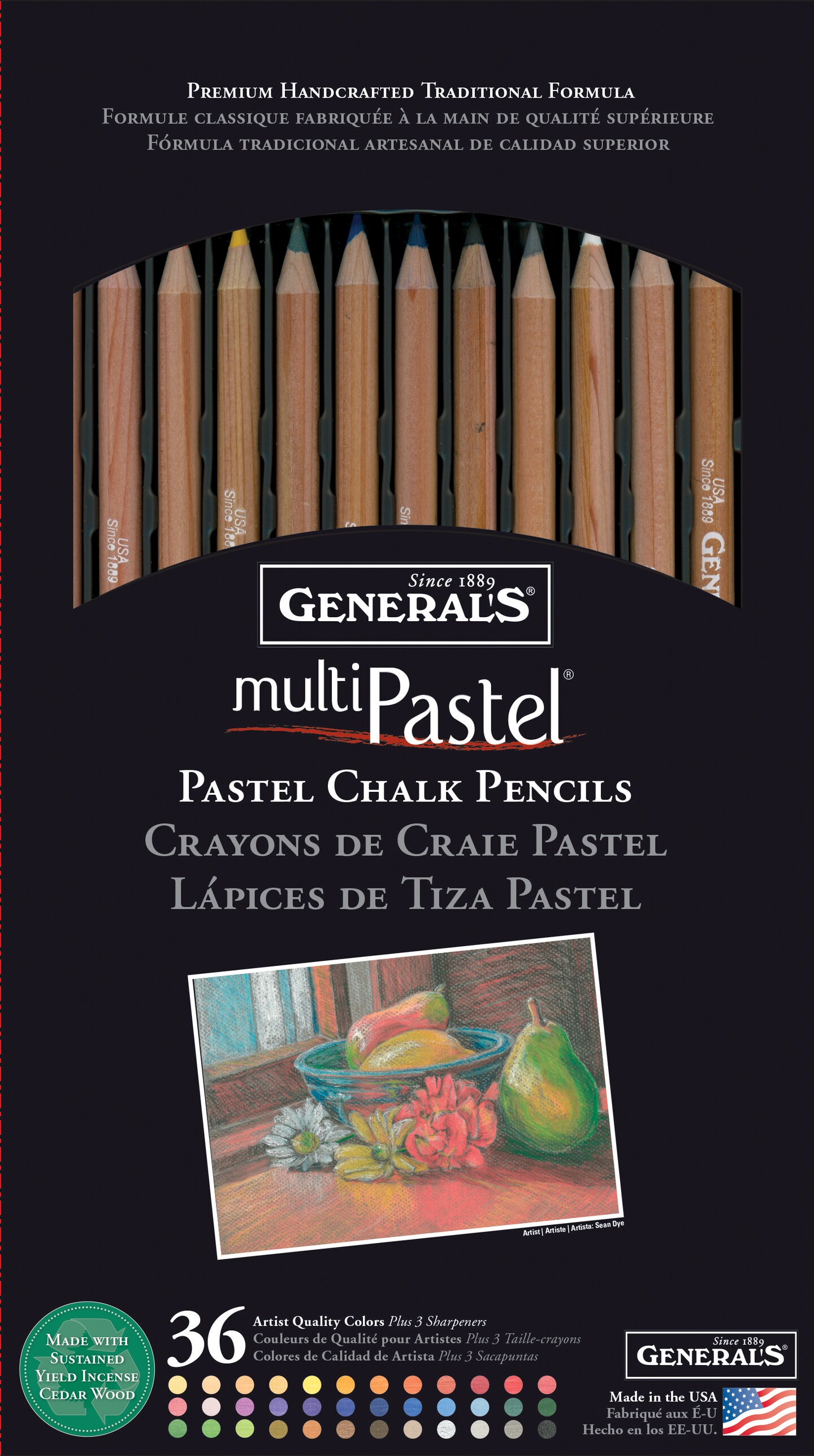 General Pencil MultiPastel (R) Chalk Pencils 36/Pkg-Assorted Colors ...