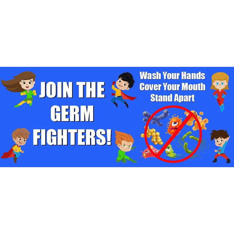 Join The Germ Fighters Anti-Slip Floor Stickers, 14&#x22; X 6&#x22;, Pack Of 5