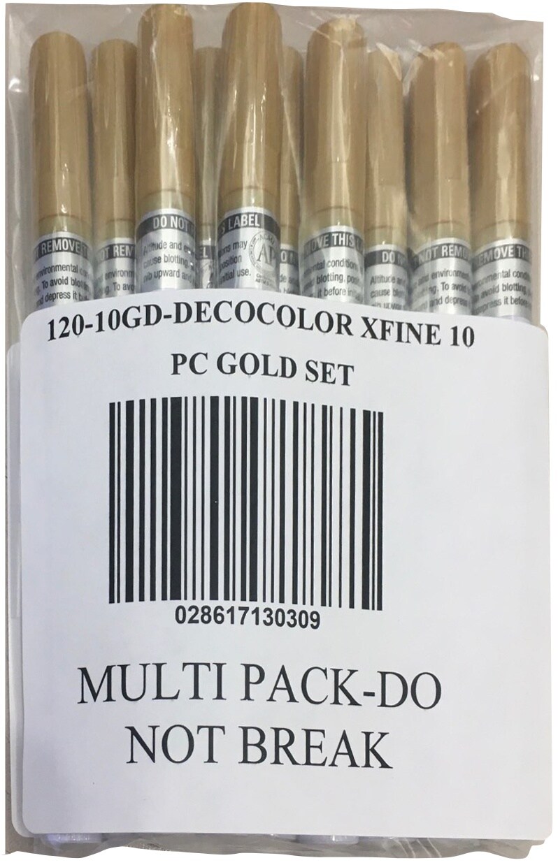 Uchida DecoColor Extra Fine Oil-Based Opaque Paint Marker-Gold 10/Pkg