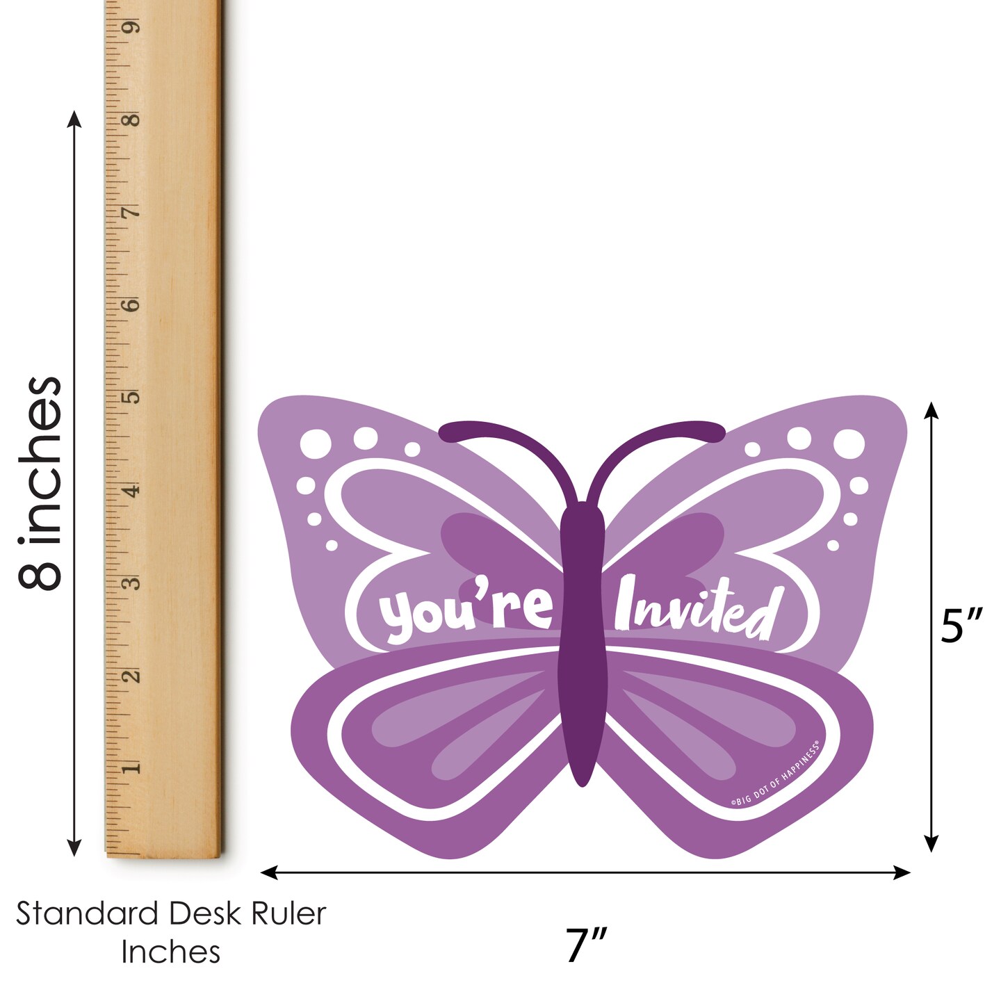 Big Dot of Happiness Beautiful Butterfly - Shaped Fill-In Invitations Floral Baby Shower or Birthday Party Invitation Cards with Envelopes - Set of 12