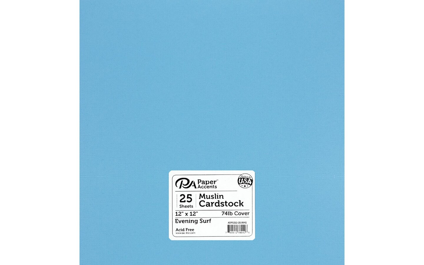 PA Paper Accents Textured Cardstock 12&#x22; x 12&#x22; Evening Surf, 74lb colored cardstock paper for card making, scrapbooking, printing, quilling and crafts, 25 piece pack